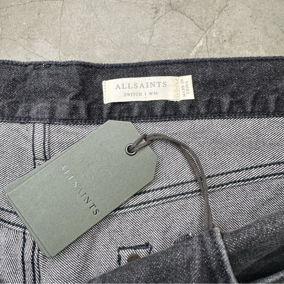 All Saints switch black washed skinny men’s shorts Sz 34 - Picture 9 of 11